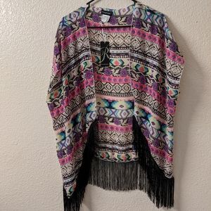 Kimono Style Multicolored Aztec Blouse